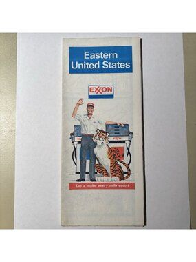Vintage Exxon Oil Gas Eastern United States Travel Tourism Road Map 1981